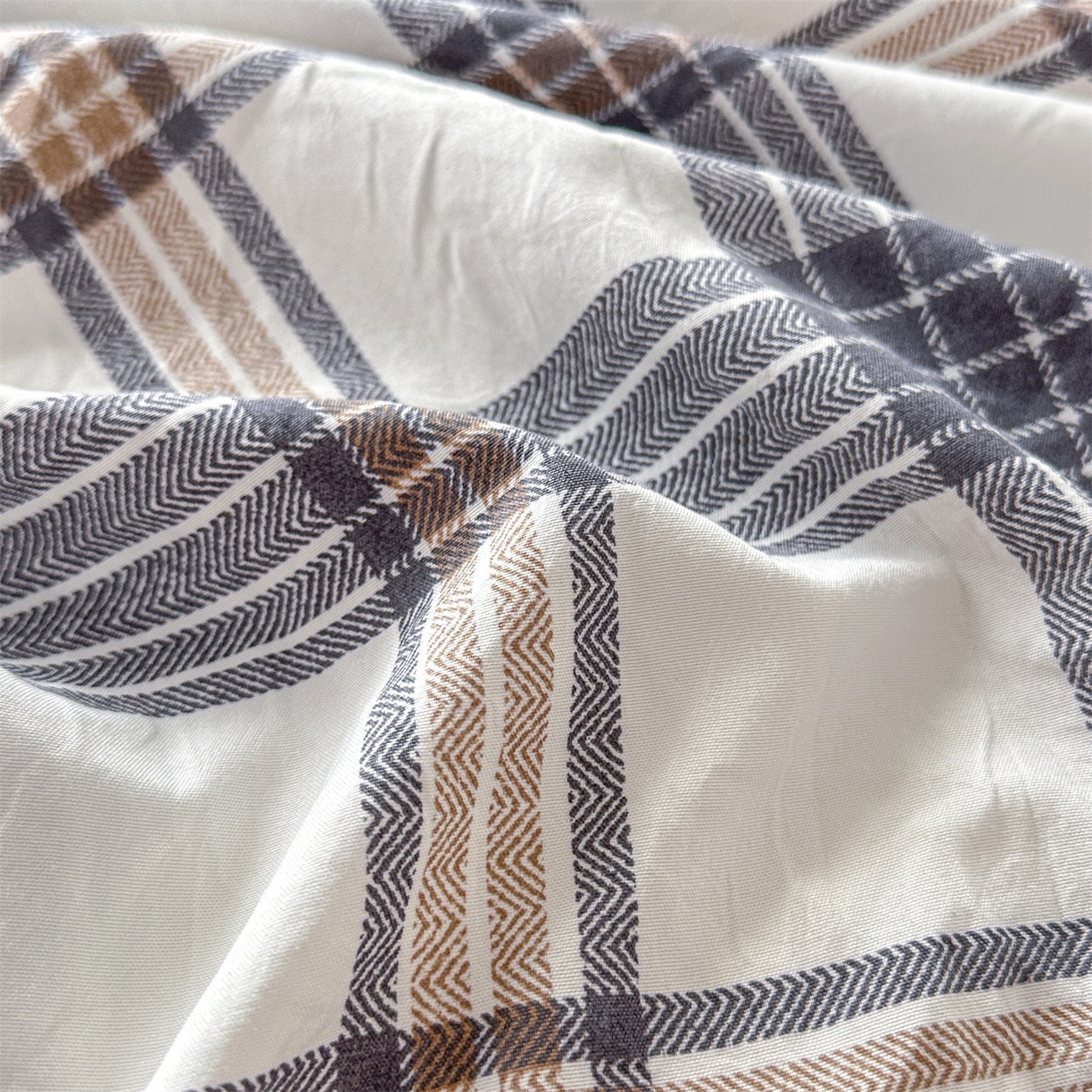 91家纺网 家纺一手货源 找家纺 盛秋家纺 2025新款A类水洗棉格子印花床笠单品床笠单件单床笠 瑞克