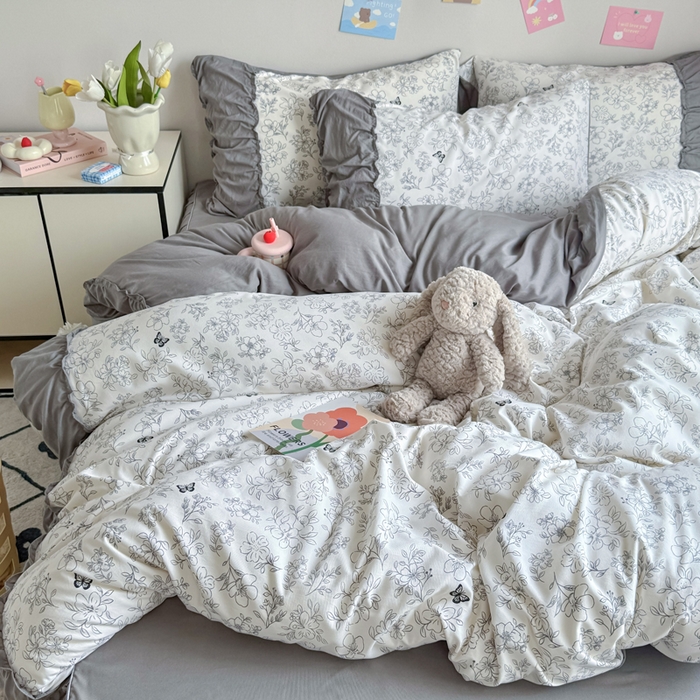 91家纺网 家纺一手货源 找家纺 （总）优卡迪家纺馆 2025新款A类针织棉有氧双层纱花边款四件套