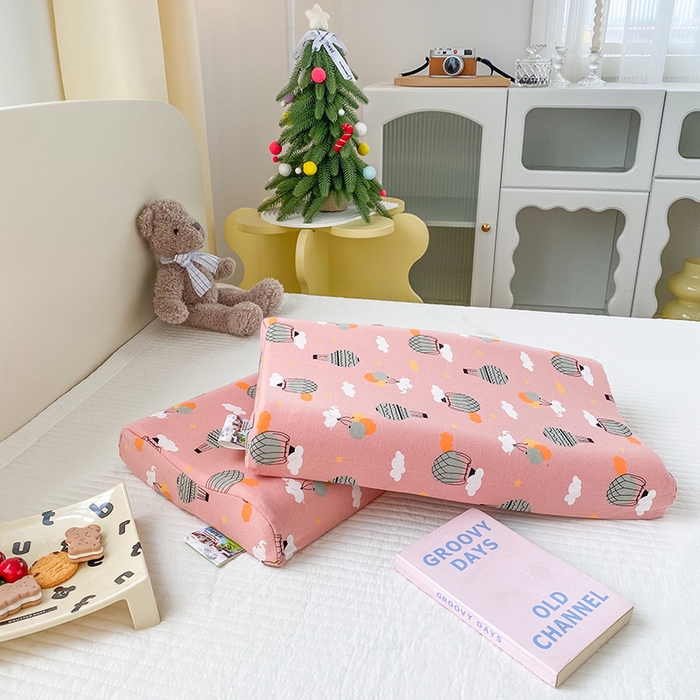 91家纺网 家纺一手货源 找家纺 美丽折家纺 2026新款A类全棉儿童乳胶枕枕头枕芯 气球小象 27x44cm/只（乳胶枕芯+外套+内套）