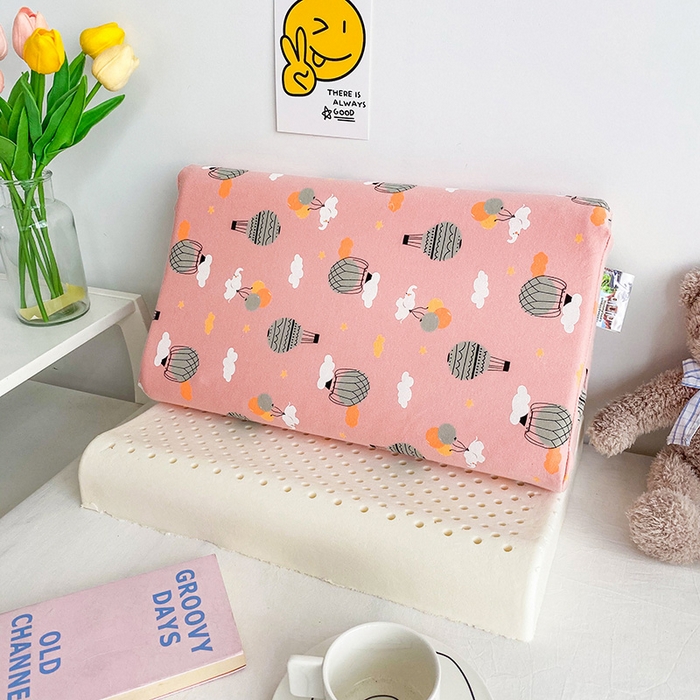 91家纺网 家纺一手货源 找家纺 美丽折家纺 2026新款A类全棉儿童乳胶枕枕头枕芯 气球小象 27x44cm/只（乳胶枕芯+外套+内套）