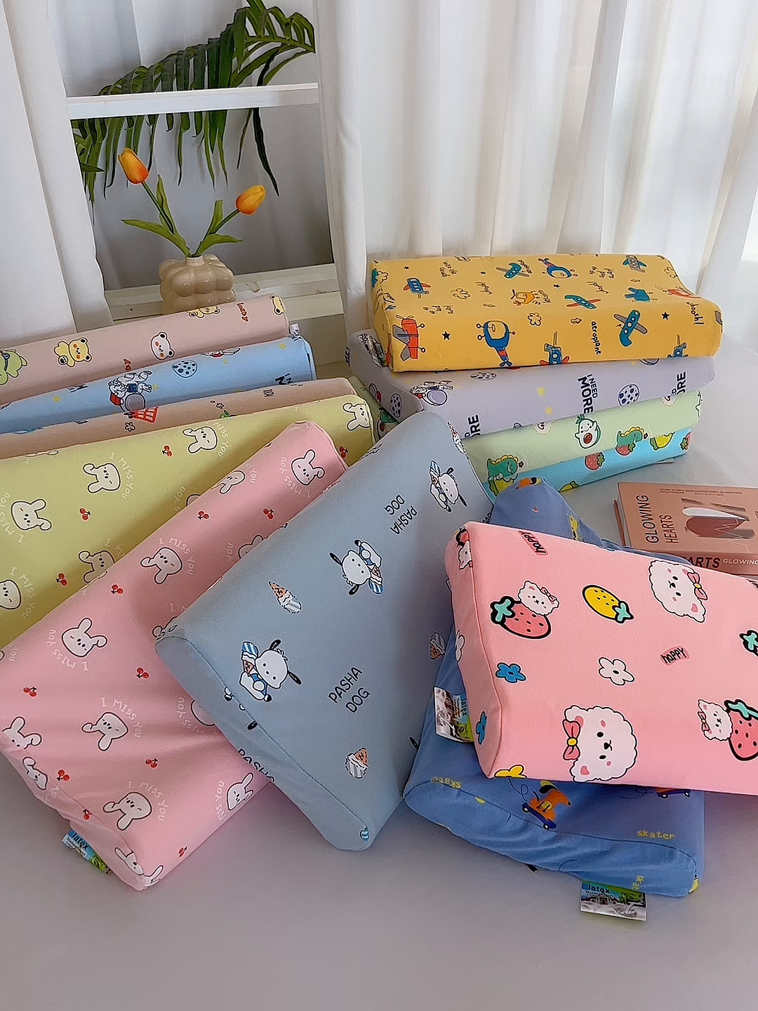 91家纺网 家纺一手货源 找家纺 美丽折家纺 2025新款A类全棉儿童乳胶枕枕头枕芯 组合图仅做展示 27x44cm/只（乳胶枕芯+外套+内套）