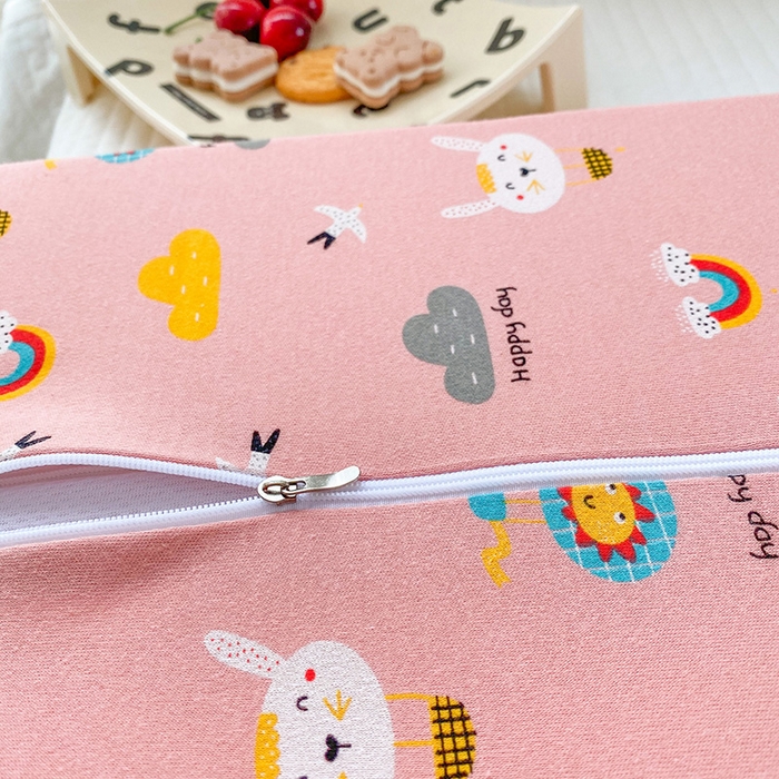 91家纺网 家纺一手货源 找家纺 美丽折家纺 2025新款A类全棉儿童乳胶枕枕头枕芯 彩虹小兔 30x50cm/只（乳胶枕芯+外套+内套）