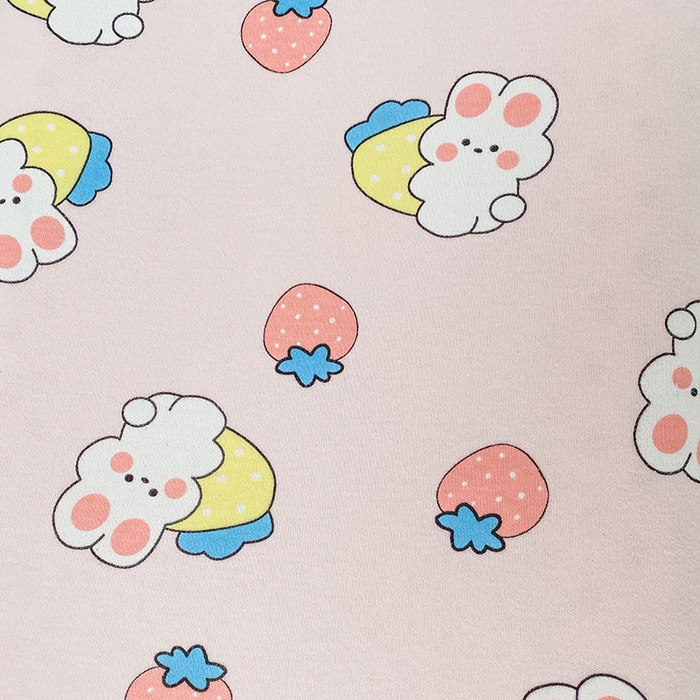 91家纺网 家纺一手货源 找家纺 美丽折家纺 2025新款A类全棉儿童乳胶枕枕头枕芯 草莓兔 30x50cm/只（乳胶枕芯+外套+内套）