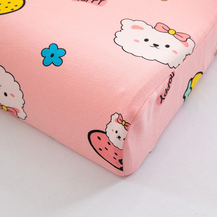 91家纺网 家纺一手货源 找家纺 美丽折家纺 2025新款A类全棉儿童乳胶枕枕头枕芯 草莓小熊 30x50cm/只（乳胶枕芯+外套+内套）