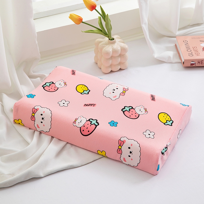 91家纺网 家纺一手货源 找家纺 美丽折家纺 2025新款A类全棉儿童乳胶枕枕头枕芯 草莓小熊 30x50cm/只（乳胶枕芯+外套+内套）