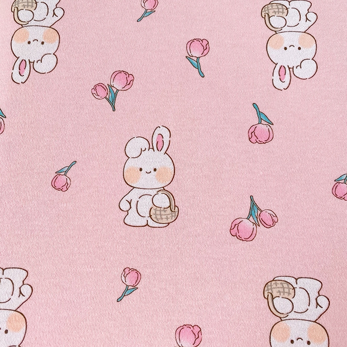 91家纺网 家纺一手货源 找家纺 美丽折家纺 2025新款A类全棉儿童乳胶枕枕头枕芯 花朵小兔 30x50cm/只（乳胶枕芯+外套+内套）