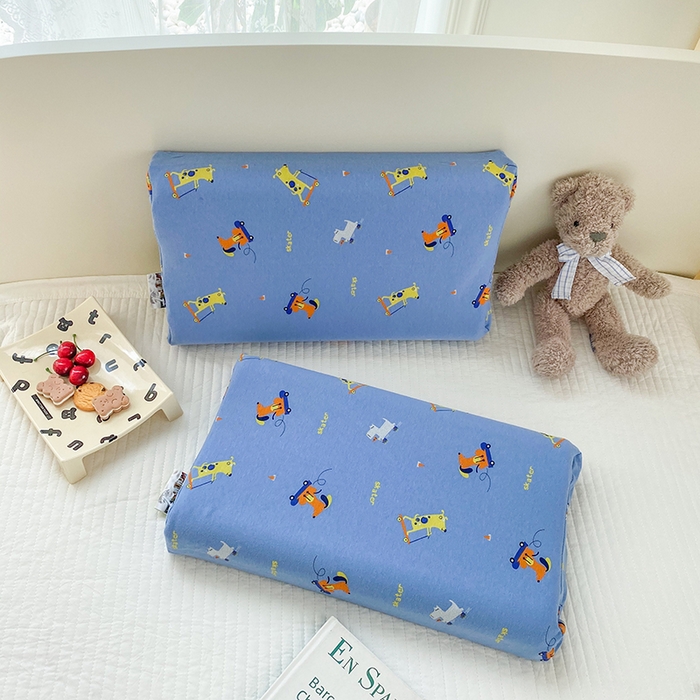 91家纺网 家纺一手货源 找家纺 美丽折家纺 2025新款A类全棉儿童乳胶枕枕头枕芯 滑板小狗 30x50cm/只（乳胶枕芯+外套+内套）