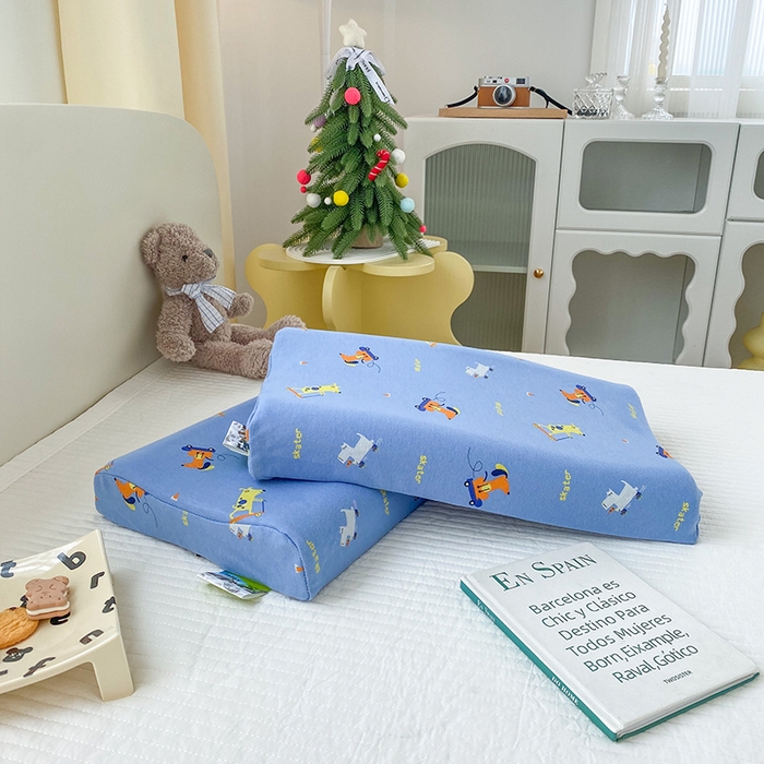 91家纺网 家纺一手货源 找家纺 美丽折家纺 2025新款A类全棉儿童乳胶枕枕头枕芯 滑板小狗 30x50cm/只（乳胶枕芯+外套+内套）