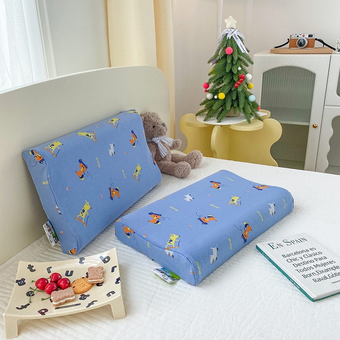 91家纺网 家纺一手货源 找家纺 美丽折家纺 2025新款A类全棉儿童乳胶枕枕头枕芯 滑板小狗 30x50cm/只（乳胶枕芯+外套+内套）