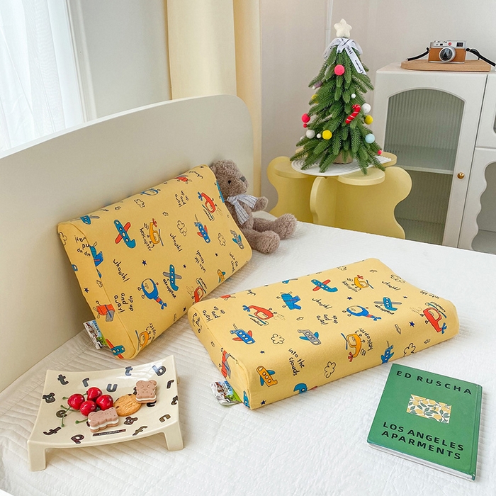 91家纺网 家纺一手货源 找家纺 美丽折家纺 2025新款A类全棉儿童乳胶枕枕头枕芯 梦想飞机 30x50cm/只（乳胶枕芯+外套+内套）