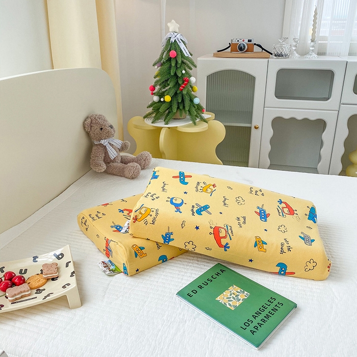 91家纺网 家纺一手货源 找家纺 美丽折家纺 2025新款A类全棉儿童乳胶枕枕头枕芯 梦想飞机 30x50cm/只（乳胶枕芯+外套+内套）