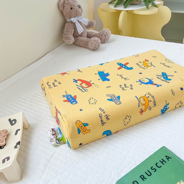 91家纺网 家纺一手货源 找家纺 美丽折家纺 2025新款A类全棉儿童乳胶枕枕头枕芯 梦想飞机 30x50cm/只（乳胶枕芯+外套+内套）