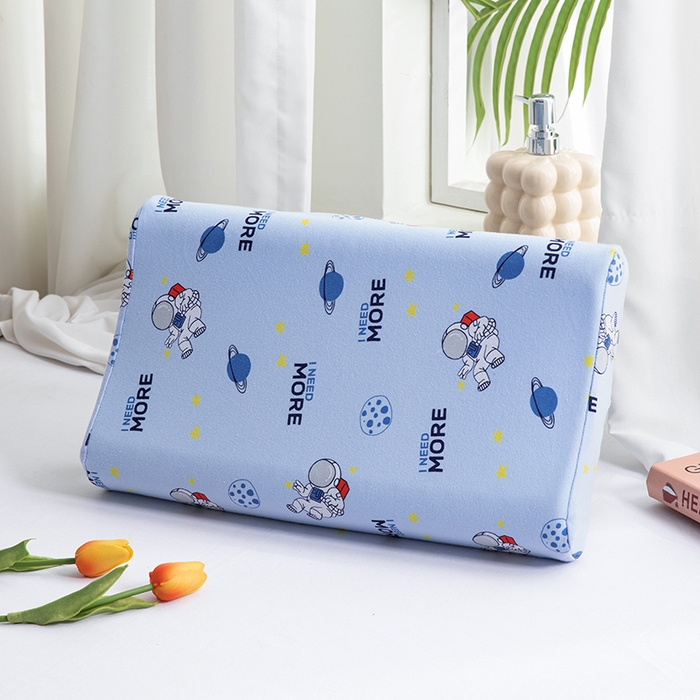 91家纺网 家纺一手货源 找家纺 美丽折家纺 2025新款A类全棉儿童乳胶枕枕头枕芯 宇航员蓝色 30x50cm/只（乳胶枕芯+外套+内套）