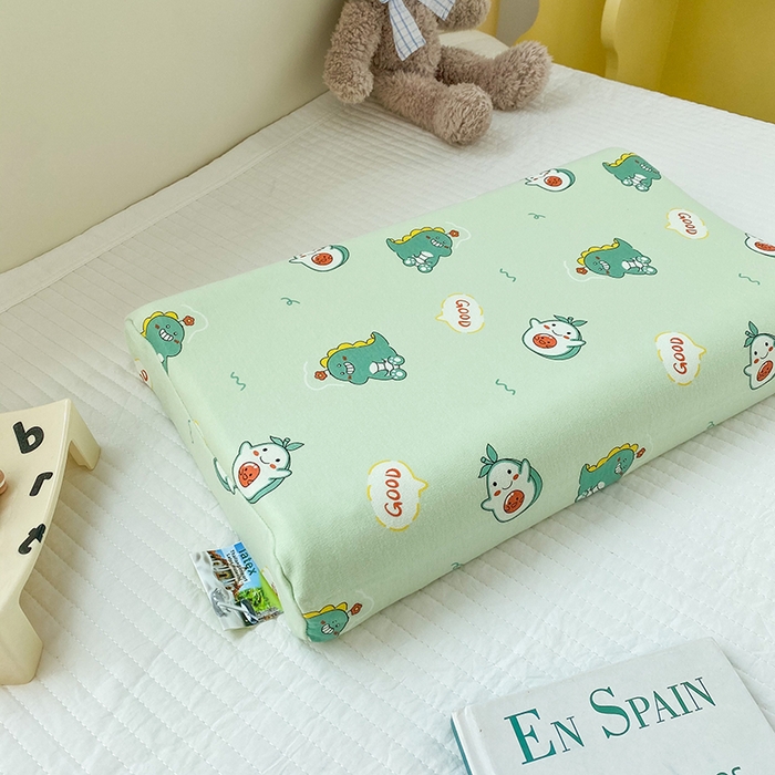 91家纺网 家纺一手货源 找家纺 美丽折家纺 2025新款A类全棉儿童乳胶枕枕头枕芯 小恐龙 30x50cm/只（乳胶枕芯+外套+内套）