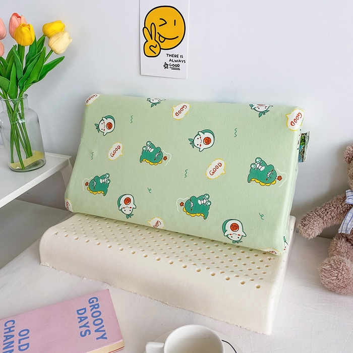 91家纺网 家纺一手货源 找家纺 美丽折家纺 2025新款A类全棉儿童乳胶枕枕头枕芯 小恐龙 30x50cm/只（乳胶枕芯+外套+内套）