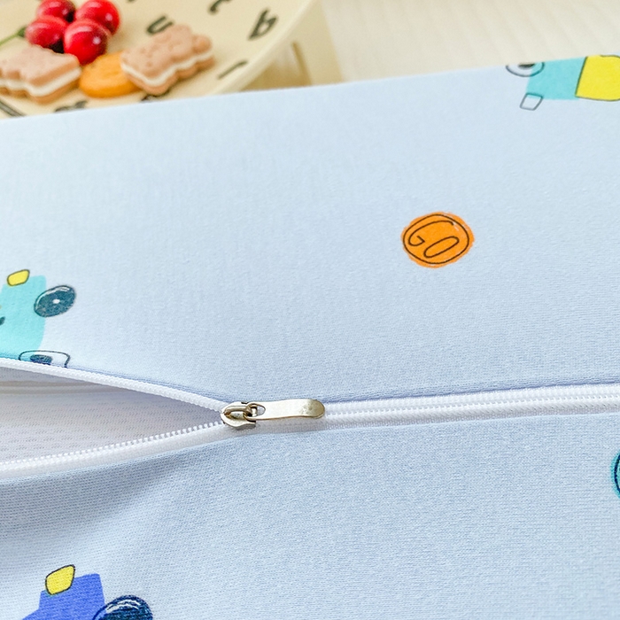 91家纺网 家纺一手货源 找家纺 美丽折家纺 2025新款A类全棉儿童乳胶枕枕头枕芯 蓝色小汽车 30x50cm/只（乳胶枕芯+外套+内套）