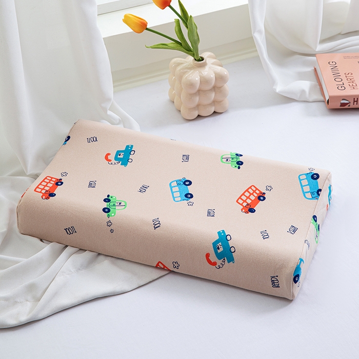 91家纺网 家纺一手货源 找家纺 美丽折家纺 2025新款A类全棉儿童乳胶枕枕头枕芯 米色工程车 30x50cm/只（乳胶枕芯+外套+内套）