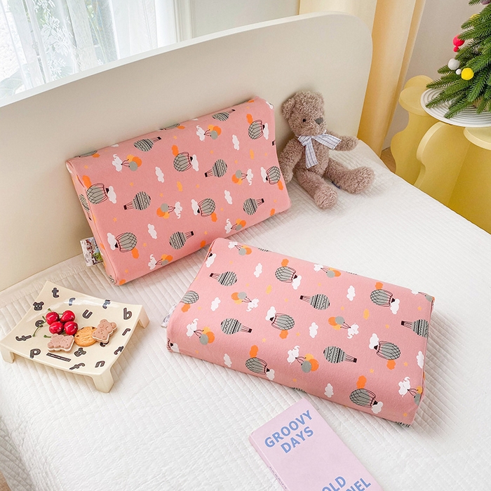 91家纺网 家纺一手货源 找家纺 美丽折家纺 2025新款A类全棉儿童乳胶枕枕头枕芯 气球小象 30x50cm/只（乳胶枕芯+外套+内套）