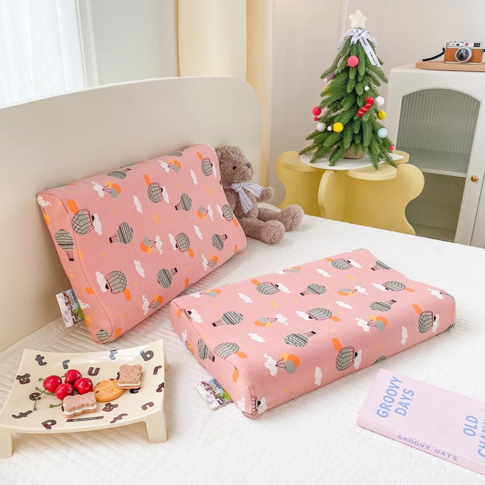 91家纺网 家纺一手货源 找家纺 美丽折家纺 2025新款A类全棉儿童乳胶枕枕头枕芯 气球小象 30x50cm/只（乳胶枕芯+外套+内套）