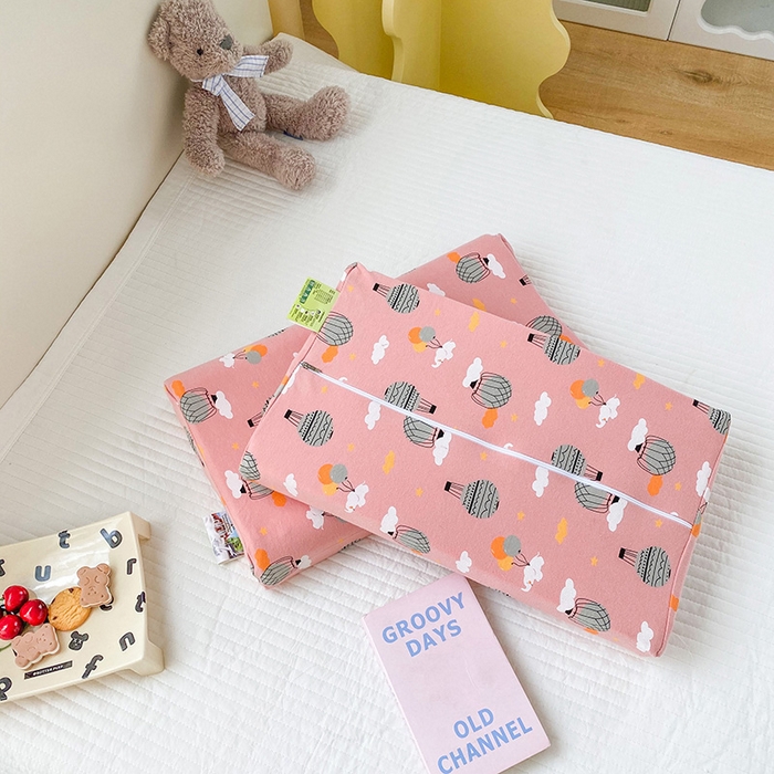 91家纺网 家纺一手货源 找家纺 美丽折家纺 2025新款A类全棉儿童乳胶枕枕头枕芯 气球小象 30x50cm/只（乳胶枕芯+外套+内套）