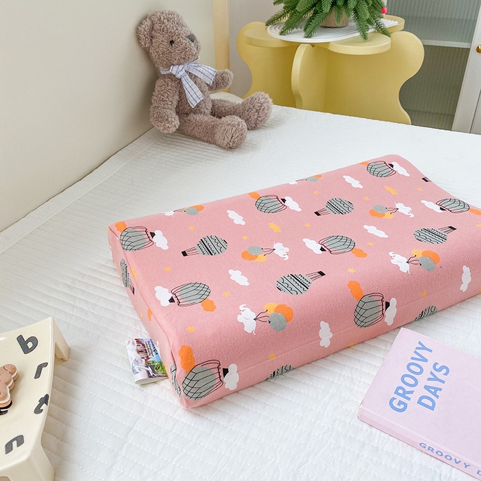 91家纺网 家纺一手货源 找家纺 美丽折家纺 2025新款A类全棉儿童乳胶枕枕头枕芯 气球小象 30x50cm/只（乳胶枕芯+外套+内套）