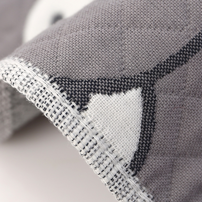 91家纺网 家纺一手货源 找家纺 娇兰毛巾 2025新款7A抗菌A类精梳棉多层枕巾（加绑带） 可爱熊灰 78*52cm/个