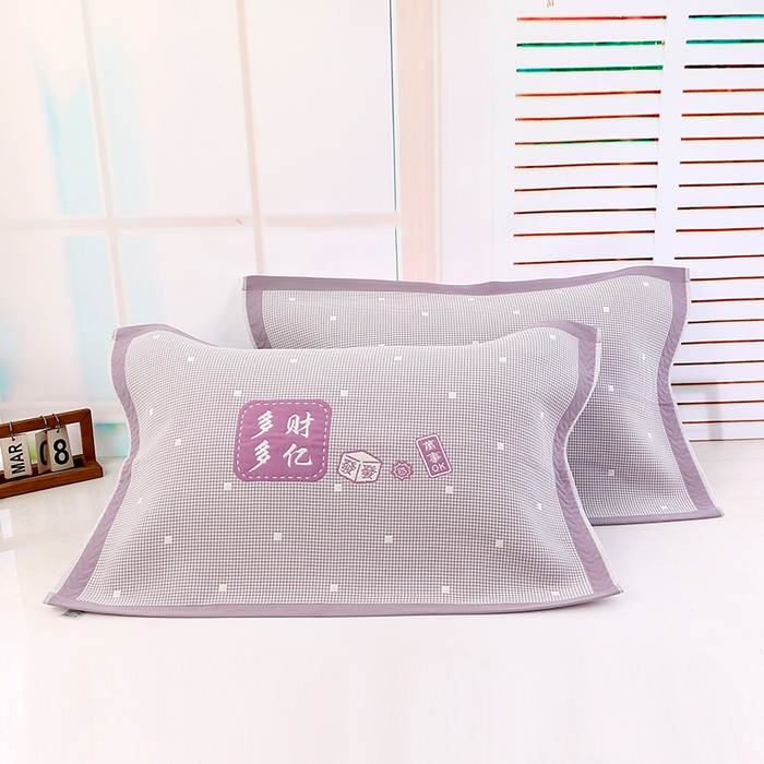 娇兰毛巾 2025新款7A抗菌A类精梳棉多层枕巾（加绑带） 多财多亿紫 78*52cm/个