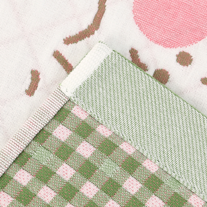 91家纺网 家纺一手货源 找家纺 娇兰毛巾 2025新款7A抗菌A类精梳棉多层枕巾（加绑带） 三只猫绿 78*52cm/对