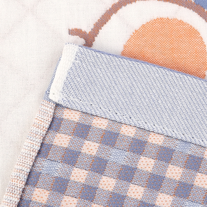 91家纺网 家纺一手货源 找家纺 娇兰毛巾 2025新款7A抗菌A类精梳棉多层枕巾（加绑带） 三只猫蓝 78*52cm/对