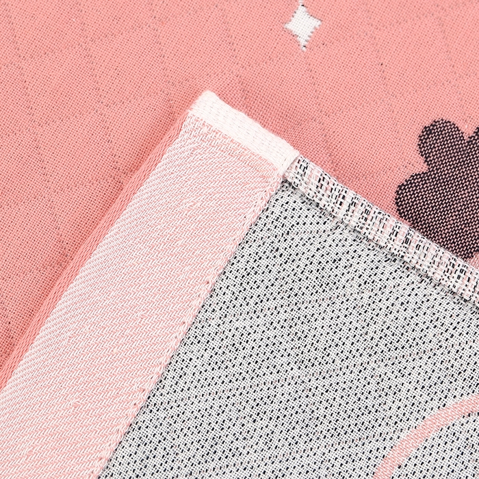 91家纺网 家纺一手货源 找家纺 娇兰毛巾 2025新款7A抗菌A类精梳棉多层枕巾（加绑带） 可爱熊粉 78*52cm/个