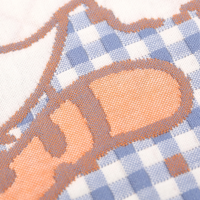 91家纺网 家纺一手货源 找家纺 娇兰毛巾 2025新款7A抗菌A类精梳棉多层枕巾（加绑带） 三只猫蓝 78*52cm/个