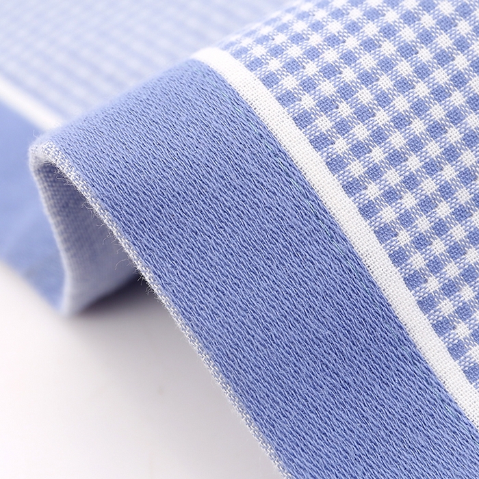 91家纺网 家纺一手货源 找家纺 娇兰毛巾 2025新款7A抗菌A类精梳棉多层枕巾（加绑带） 树叶蓝 78*52cm/对