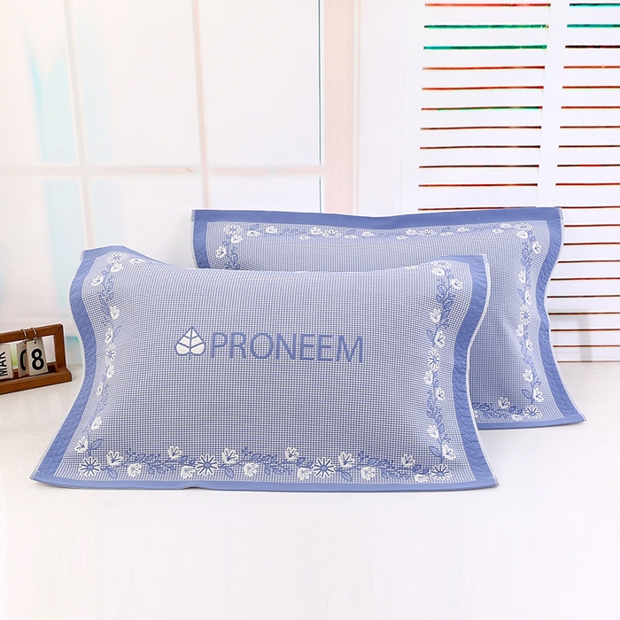 娇兰毛巾 2025新款7A抗菌A类精梳棉多层枕巾（加绑带） 树叶蓝 78*52cm/个