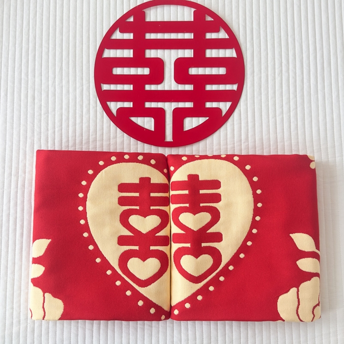 91家纺网 家纺一手货源 找家纺 （总）悦然毛巾被 2025新款悦然三层大红枕巾婚庆三层全棉纯棉纱布枕巾