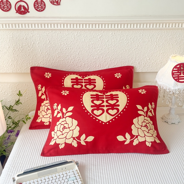 （总）悦然毛巾被 2025新款悦然三层大红枕巾婚庆三层全棉纯棉纱布枕巾