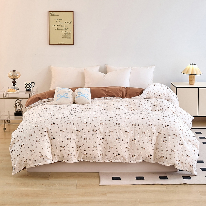 91家纺网 家纺一手货源 找家纺 2025新款全棉双层纱印花四件套（第二批）绅士犬