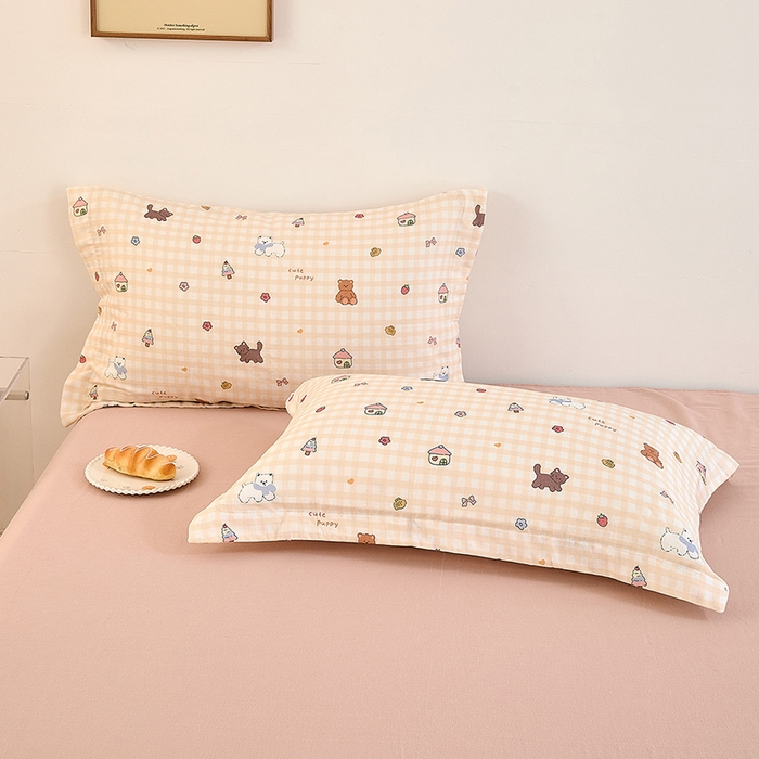 91家纺网 家纺一手货源 找家纺 2025新款全棉双层纱印花四件套（第二批）甜蜜小屋