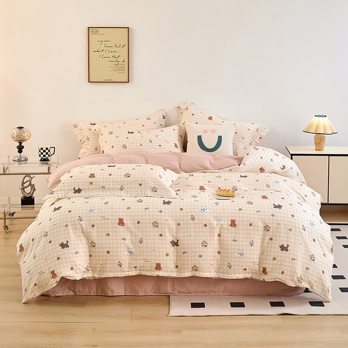 2025新款全棉双层纱印花四件套（第二批）甜蜜小屋