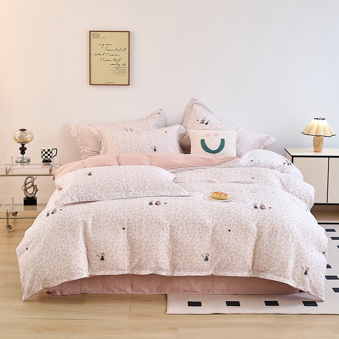 2025新款全棉双层纱印花四件套（第二批）兔兔日记