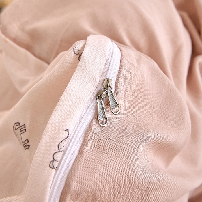 91家纺网 家纺一手货源 找家纺 2025新款全棉双层纱印花四件套（第二批）象象