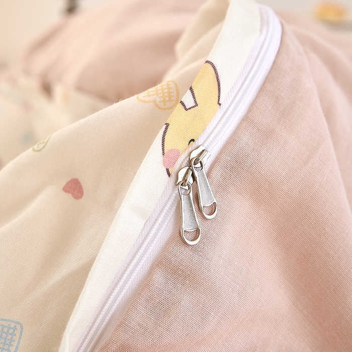 91家纺网 家纺一手货源 找家纺 2025新款全棉双层纱印花四件套（第二批）小兔园