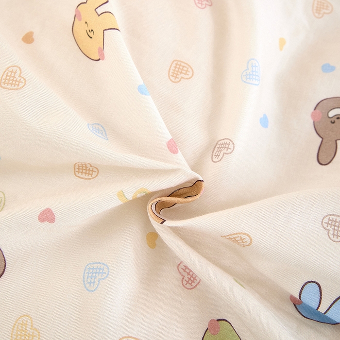 91家纺网 家纺一手货源 找家纺 2025新款全棉双层纱印花四件套（第二批）小兔园