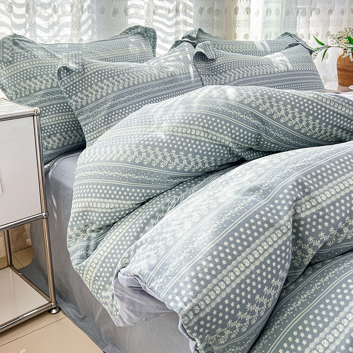 91家纺网 家纺一手货源 找家纺 2025新款全棉双层纱印花四件套（第二批）原野