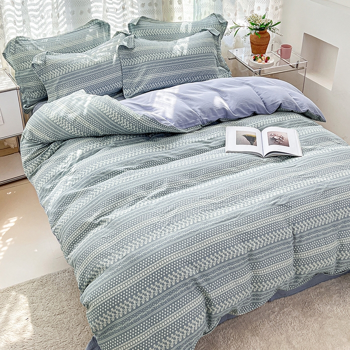 91家纺网 家纺一手货源 找家纺 2025新款全棉双层纱印花四件套（第二批）原野