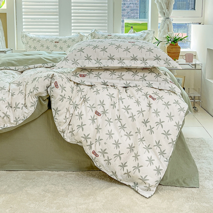 91家纺网 家纺一手货源 找家纺 2025新款全棉双层纱印花四件套（第二批）竹影