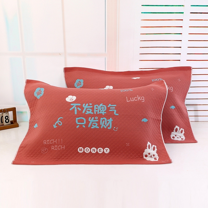 娇兰毛巾 2025新款7A抗菌A类多层枕巾（加绑带） 顺利发财红 78*52cm/对