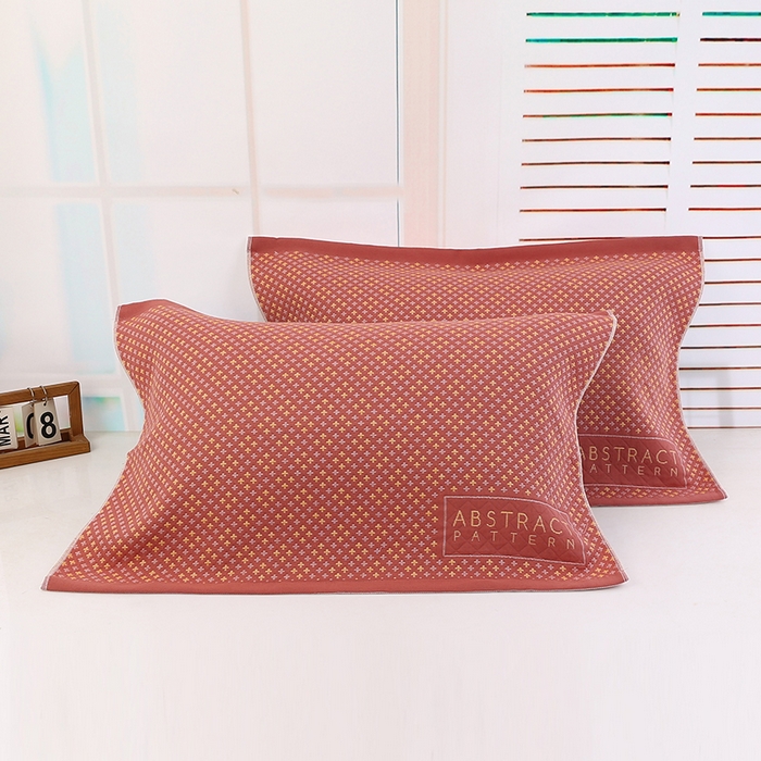 娇兰毛巾 2025新款7A抗菌A类多层枕巾（加绑带） 十字花橘 78*52cm/个