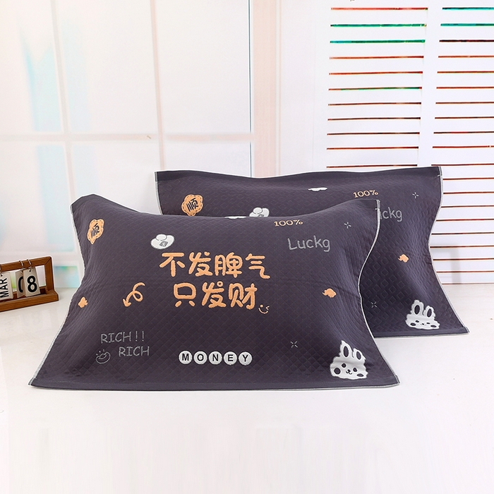 嬌蘭毛巾 2025新款7A抗菌A類多層枕巾（加綁帶） 順利發財灰 78*52cm/對