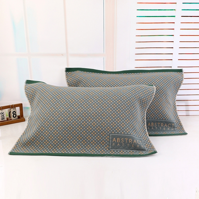 娇兰毛巾 2025新款7A抗菌A类多层枕巾（加绑带） 十字花绿 78*52cm/个