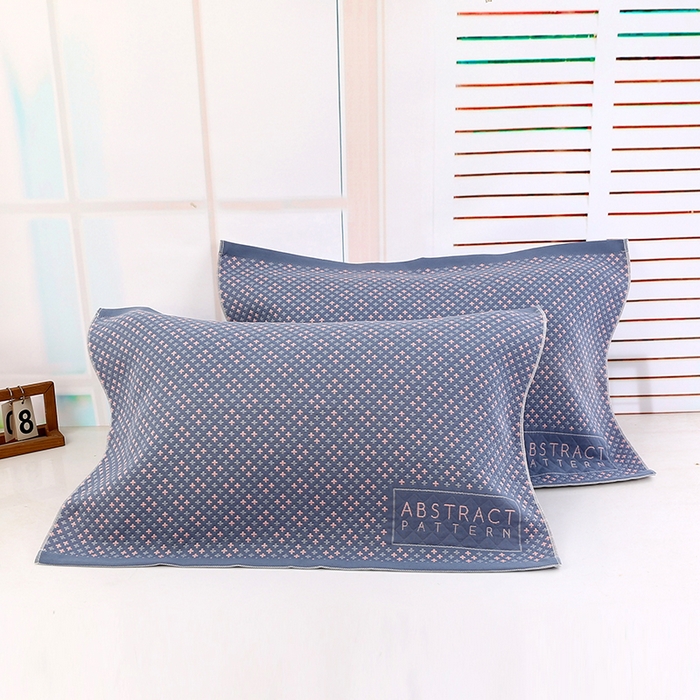 娇兰毛巾 2025新款7A抗菌A类多层枕巾（加绑带） 十字花蓝 78*52cm/个